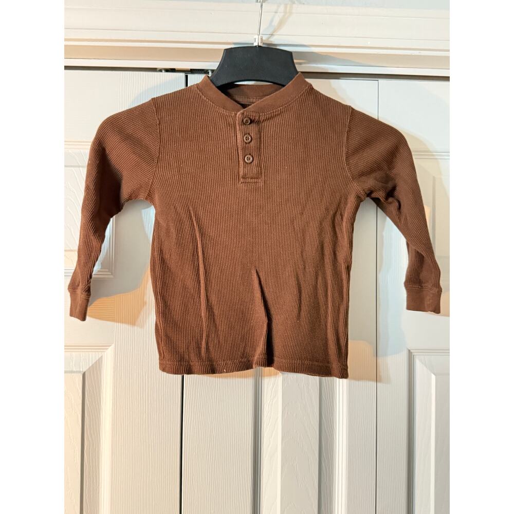 Faded Glory Thermal Boys‎ Size 4T Henley Shirt